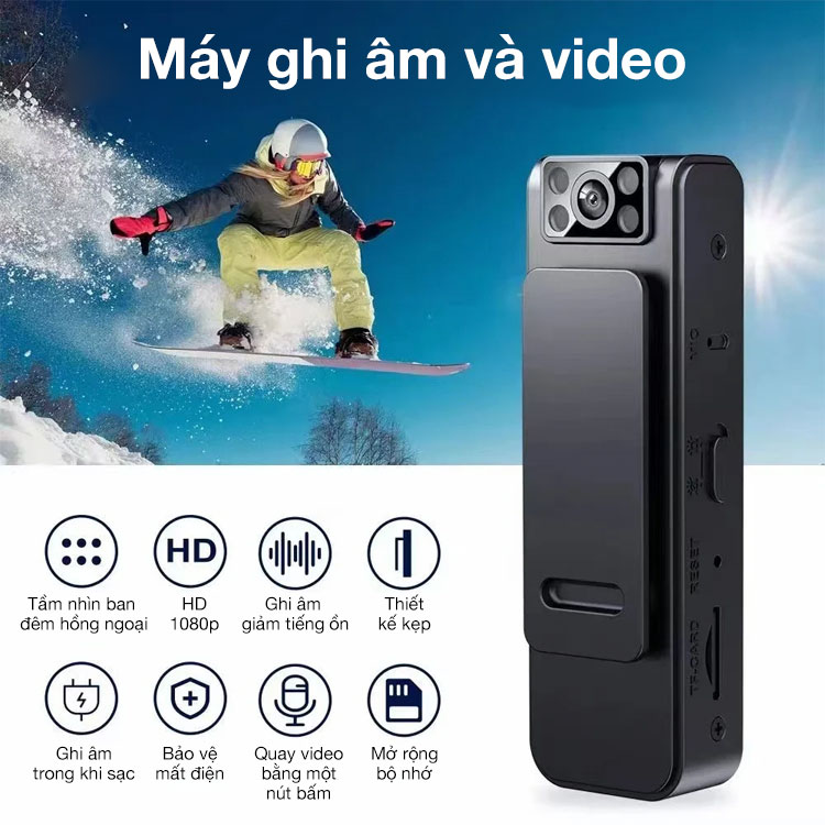 Bảo hành 1 năm - Camera Wifi Mini Từ Tính Và Kẹp Mới Nâng Cấp Năm 2024 - Ghi lại mọi lúc, mọi nơi - Hoàn hảo để ghi hình thể thao, quay video tại nhà, quay trò chơi điện tử, quay video an ninh và giao thông, v.v.